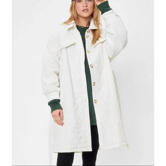 NWT JCL design in Paris Quilted Cream Longline Belted Jacket Size Medium - Picture 1 of 4